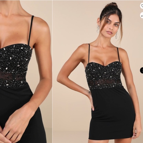 LULU's Prom Wedding Elegant Sexy Bustier Corset Rhinestone Holiday Party Mini - Picture 3 of 6